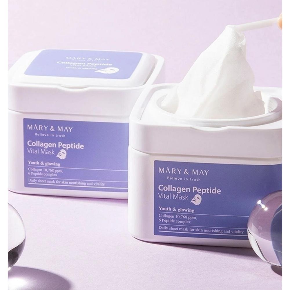 mary&may Collagen Peptide Vental Pull-free mask pack 30pcs