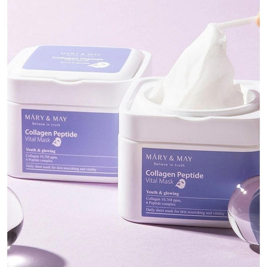 mary&may Collagen Peptide Vental Pull-free mask pack 30pcs