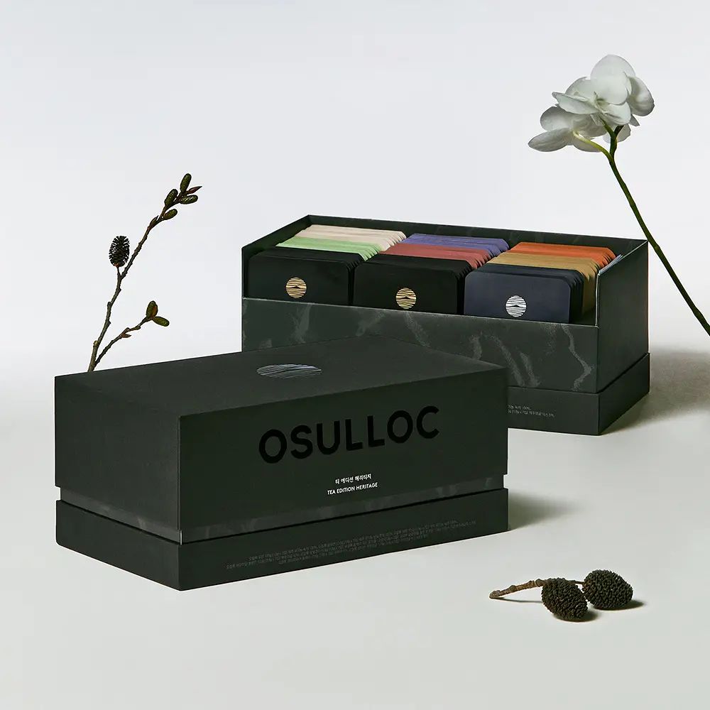 OSULLOC Tea Edition Heritage Premium Tea Gift Box, 9 Flavors, 63 Tea Bags, Net 142.1g, Korean Jeju Luxury Tea Set
