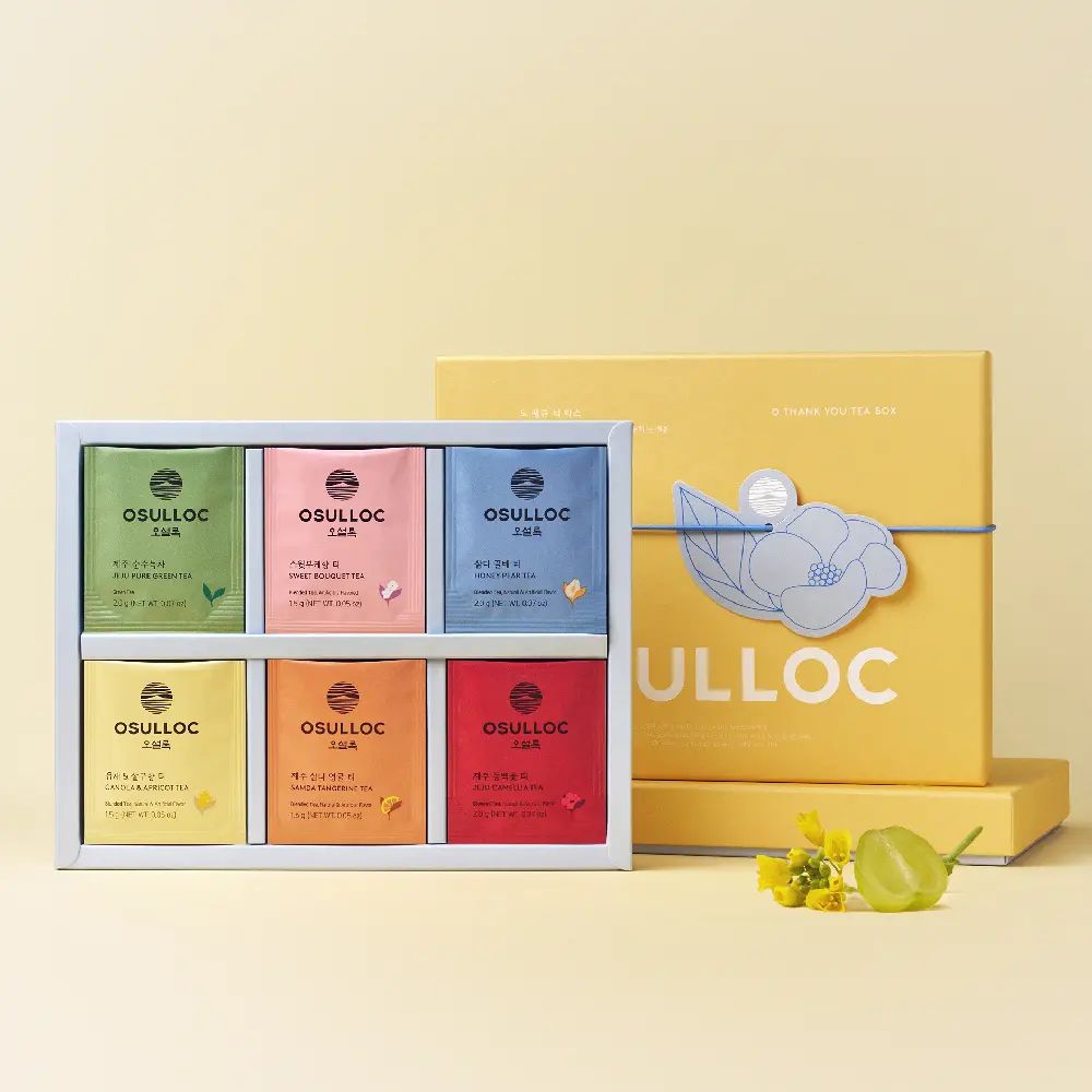 OSULLOC O Thank You Tea Box, 6 Flavors 12 Tea Bags, Jeju Assorted Tea Gift Set