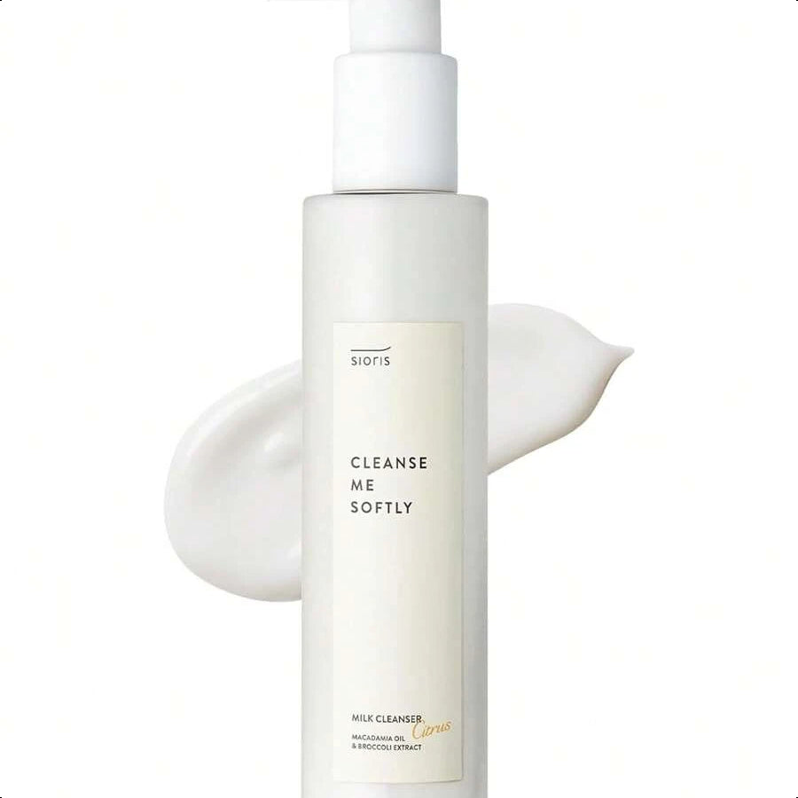 sioris Cleanse Me Softly Milk Cleanser, Citrus Scent 200ml/6.76 Oz, Vegan, Daily Gentle Skin Cleanser, Natural Citrus 62.6% Water