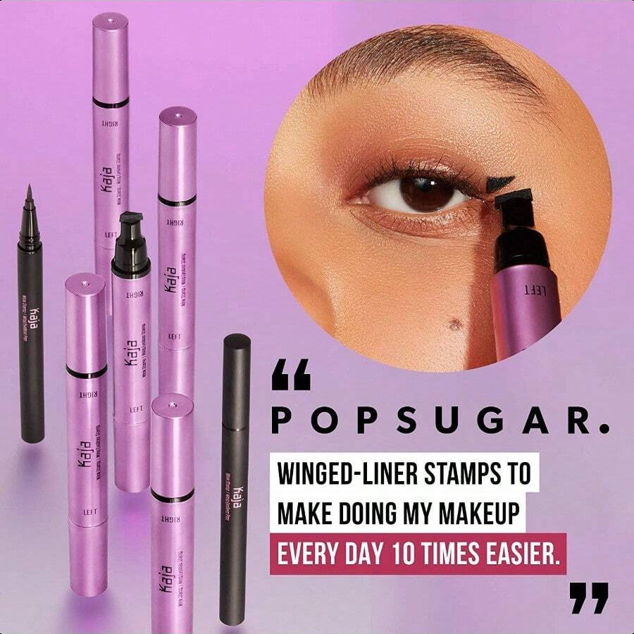 Kaja Winged Eyeliner Set - Wink Stamp Long | Compact Dual - Ended Eyeliner Set | Infused With Avocado Extract For Gentle Application