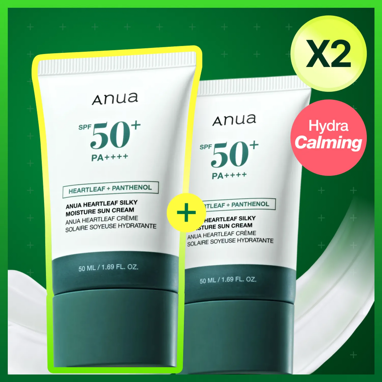 Anua Heartleaf Silky Moisture Sun Cream 50ml Double Pack