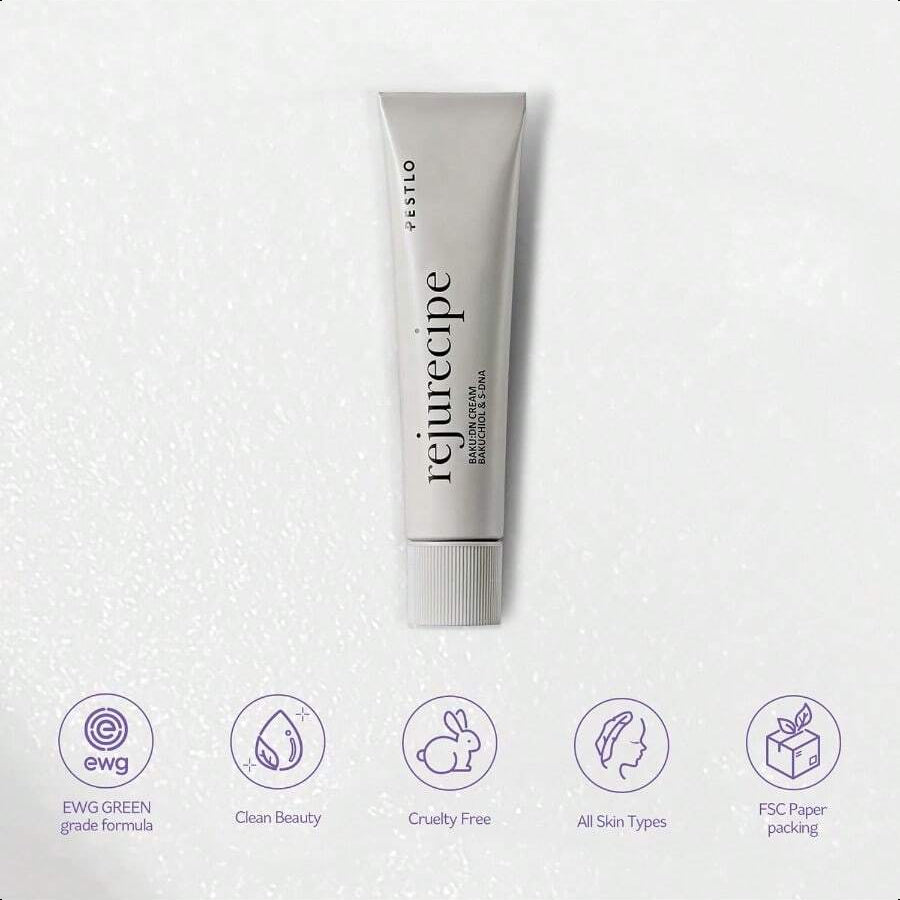 PESTLO Rejurecipe Baku:DN Cream, 1.01 Fl Oz, 30ml - Elasticity & Anti-Oxidant Care Cream, Bakuchiol, SDNA-PDRN, Salmon Extract, 10 Hyaluronic Acids For All Skin Types, Korean Skincare
