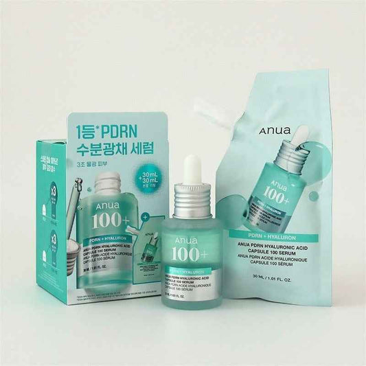 ANUA PDRN Hyaluronic Acid 100 Capsule Serum 30ml+30ml refill