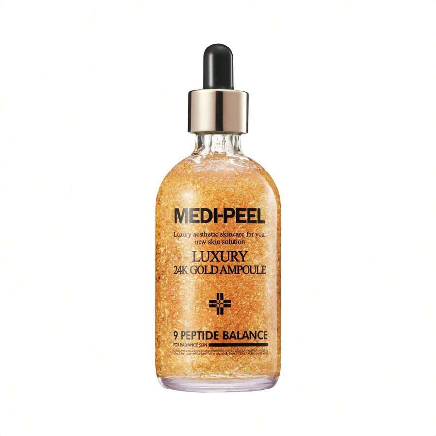 Medipeel Pure Gold 24K Ampoule 3.38 Fl.Oz / 100ml | 99.9% 24K Pure Gold All In One Ampoule, 5 Revitalizing Extracts To Minimize Moisture Loss, Brightens | Korean Skincare, For All Skin Types