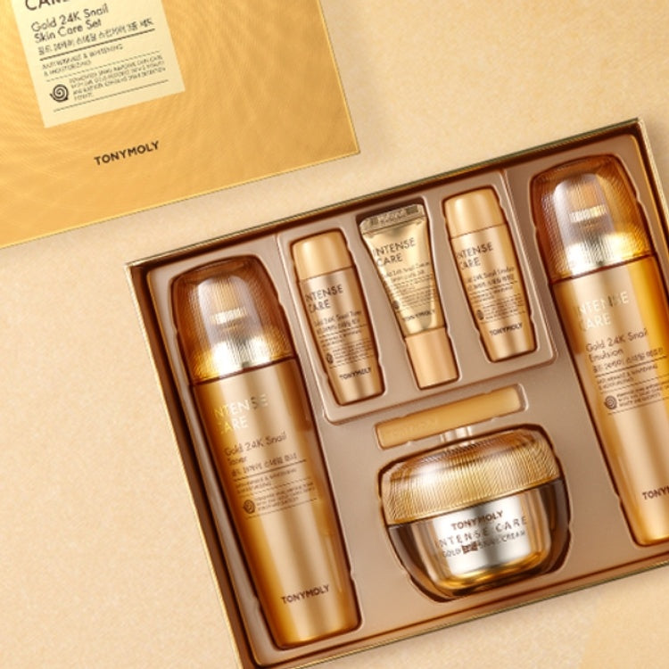 TONYMOLY - Intense Care Gold 24K Snail Skin Care Set(toner+emulsion+cream 6iteams)