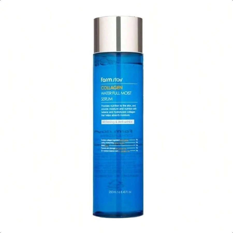 Farmstay Collagen Water Full Moist Serum 8.45 Fl. Oz/ 250ml | Moisturizing Serum With Hydrolyzed Collagen For Hydration And Elasticity, Korean Skin Care