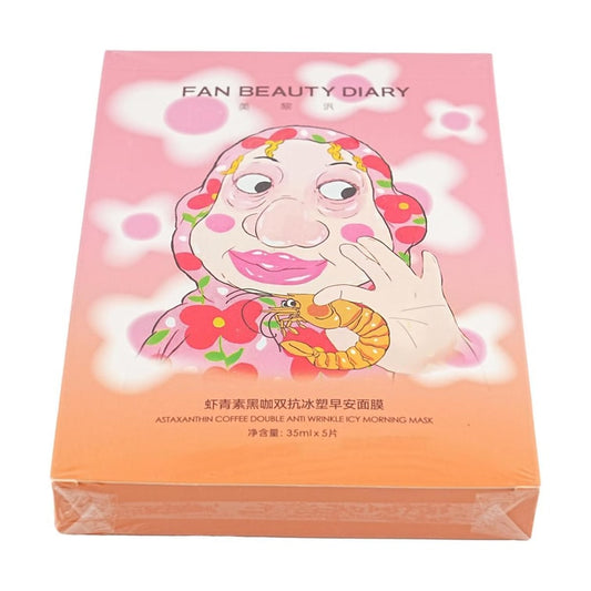 FAN BEAUTY DIARY Astaxanthin Double Antioxidant Good Morning Facial Mask - Brightens, Tightens, Firmens, Hydrates, Improves Dryness and Roughness. 5-plate pack