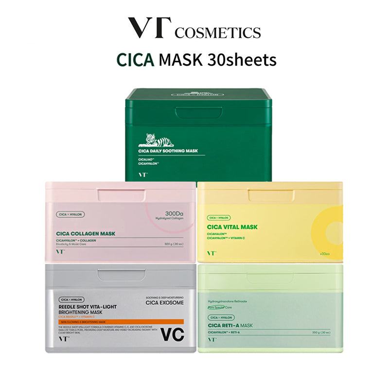 VT Pro Cica Daily Soothing| Cica Vital | Cica Collagen | Cica Reti-A | Vita-Light Brightening Mask 30ea
