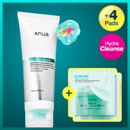 Anua PDRN Hyaluronic Acid Moisturizing Cleansing Foam 150ml Set (+PDRN Pad 2P*2ea)