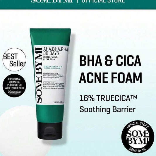 SOME BY MI AHA BHA PHA 30 Days Miracle Acne Clear Foam 3.38oz, 100ml