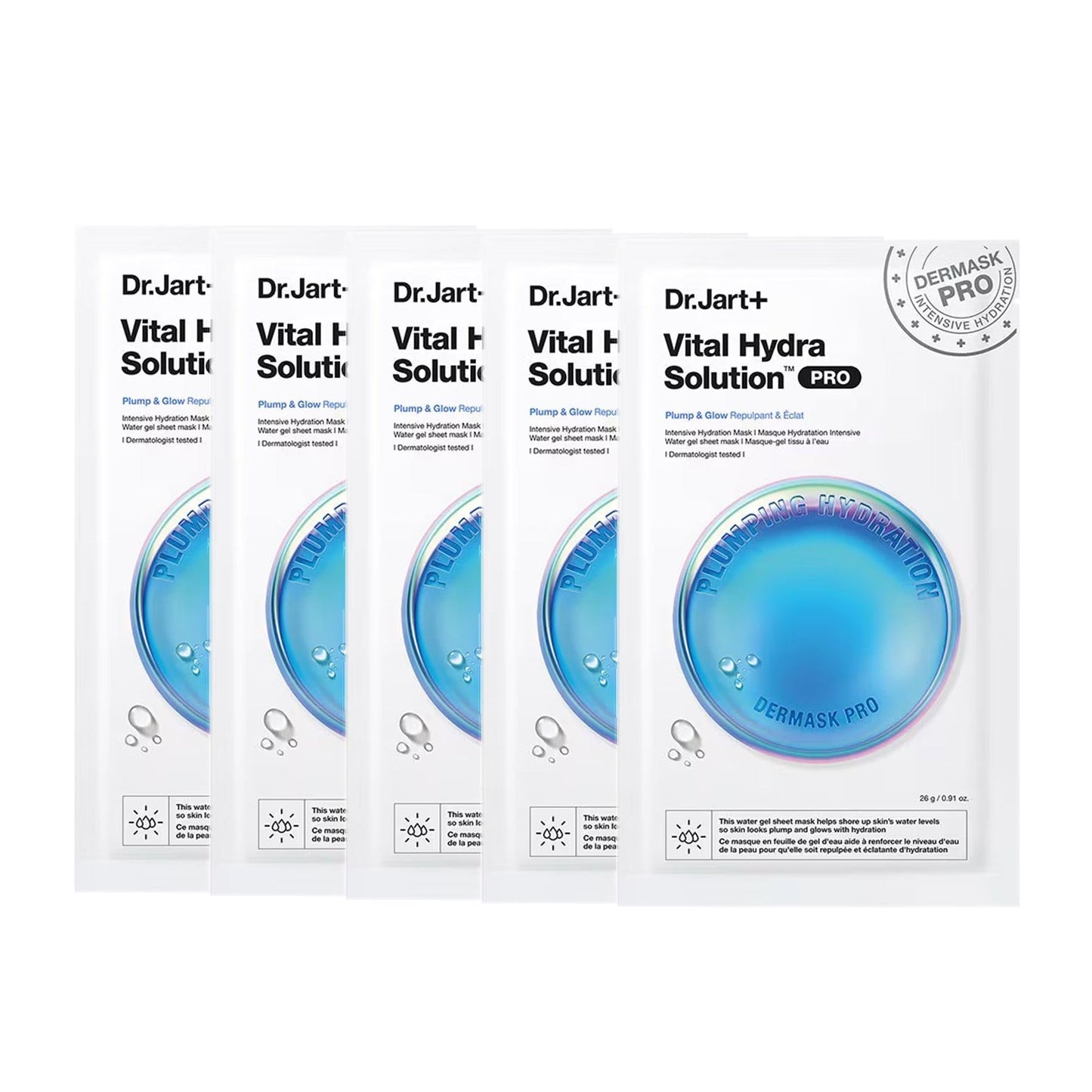 Dr.Jart+ Water Fuse Hydro Mask 5-Pack (Pro) - Ultra Hydration, Soothes & Plumps