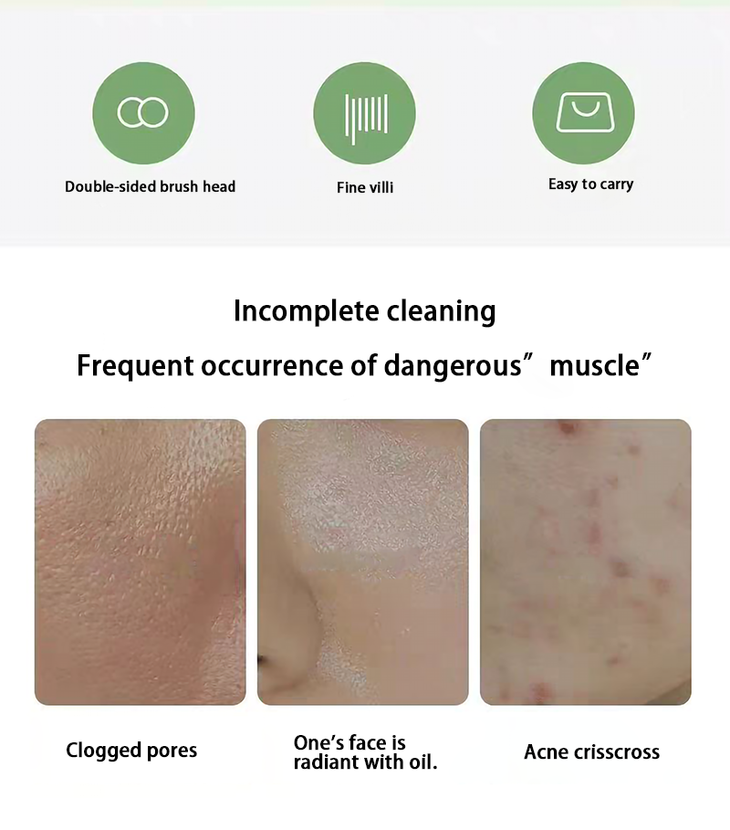 Inhak Pore Deep Cleansing Brush | 2 in 1 Soft Bristle and Silicone Face Cleansing Brush for Exfoliating and Deep Pore Cleansing