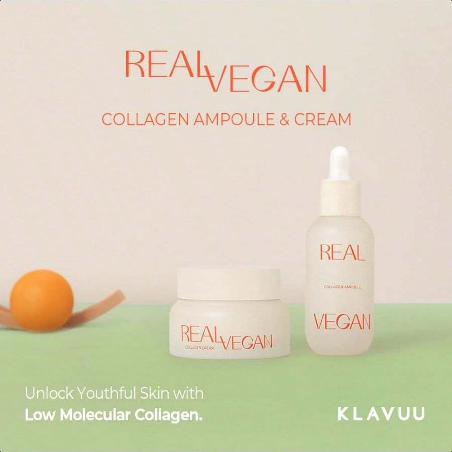 KLAVUU Real Vegan Collagen Ampoule 30ml/1.01 Oz | Powered By High - Potency Vegan Collagen | Deeply Penetrates Skin To Provide Intense Hydration