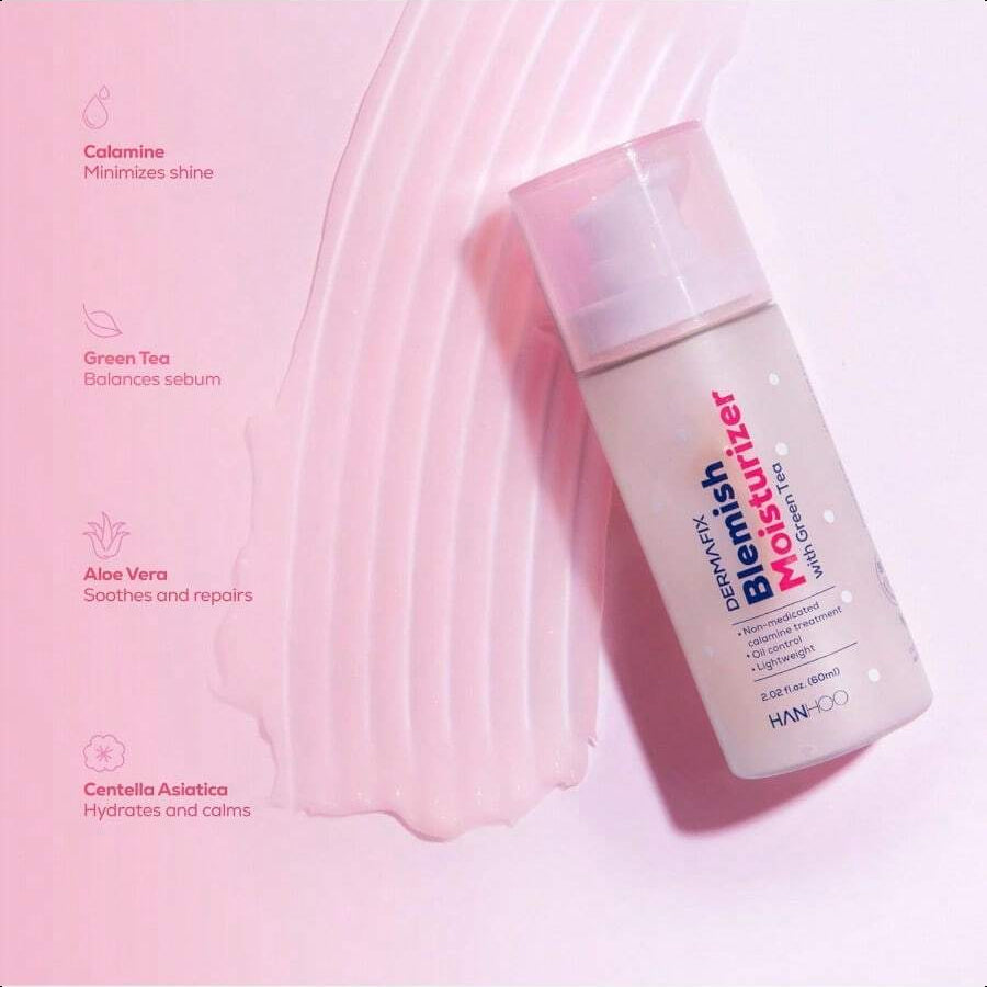 DermaFix Blemish Moisturizer, 2.02 Fl . Oz. 60ml, With Calamine, Green Tea, And Aloe, Lightweight Daily Facial Moisturizer, For Oily, Acne-Prone Skin, Moisturizer For Acne Regimen, Korean Skincare