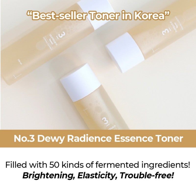 Numbuzin Toner No.3 Super Glowing Essence Toner | No.4 Hydrating Glow Mineral Toner | No.5+ Vitamin Boosting Essential Toner