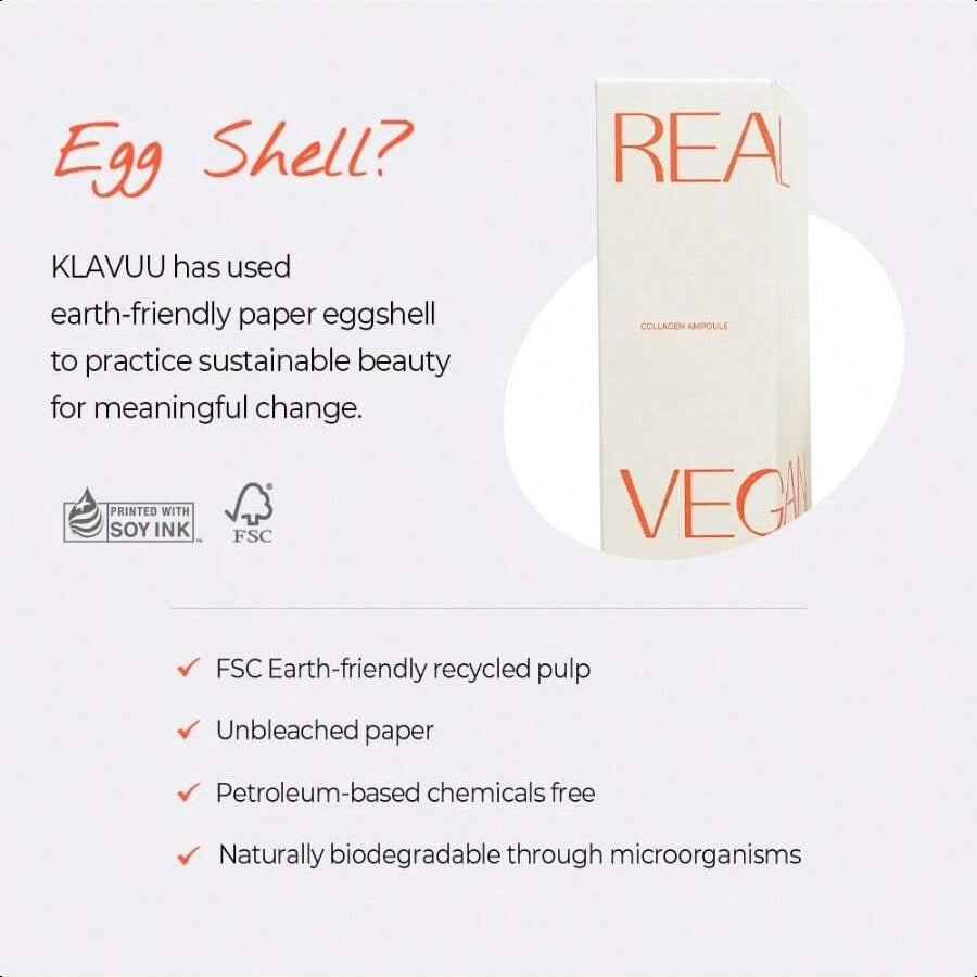 KLAVUU Real Vegan Collagen Ampoule 30ml/1.01 Oz | Powered By High - Potency Vegan Collagen | Deeply Penetrates Skin To Provide Intense Hydration