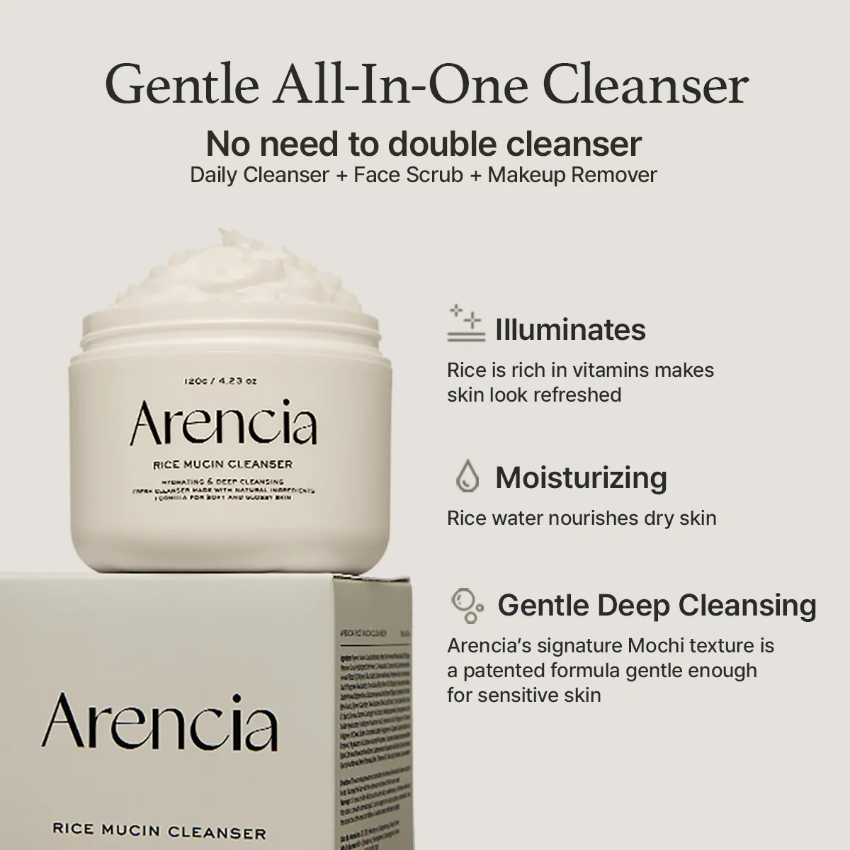 Arencia Rice Mucin Cleanser 120g