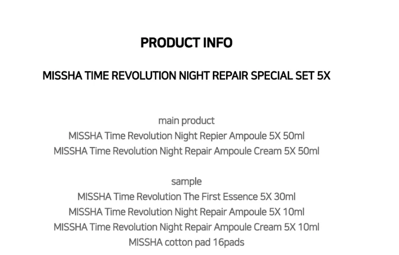 Missha Time Revolution Night Repair Special Set 5x 1Set