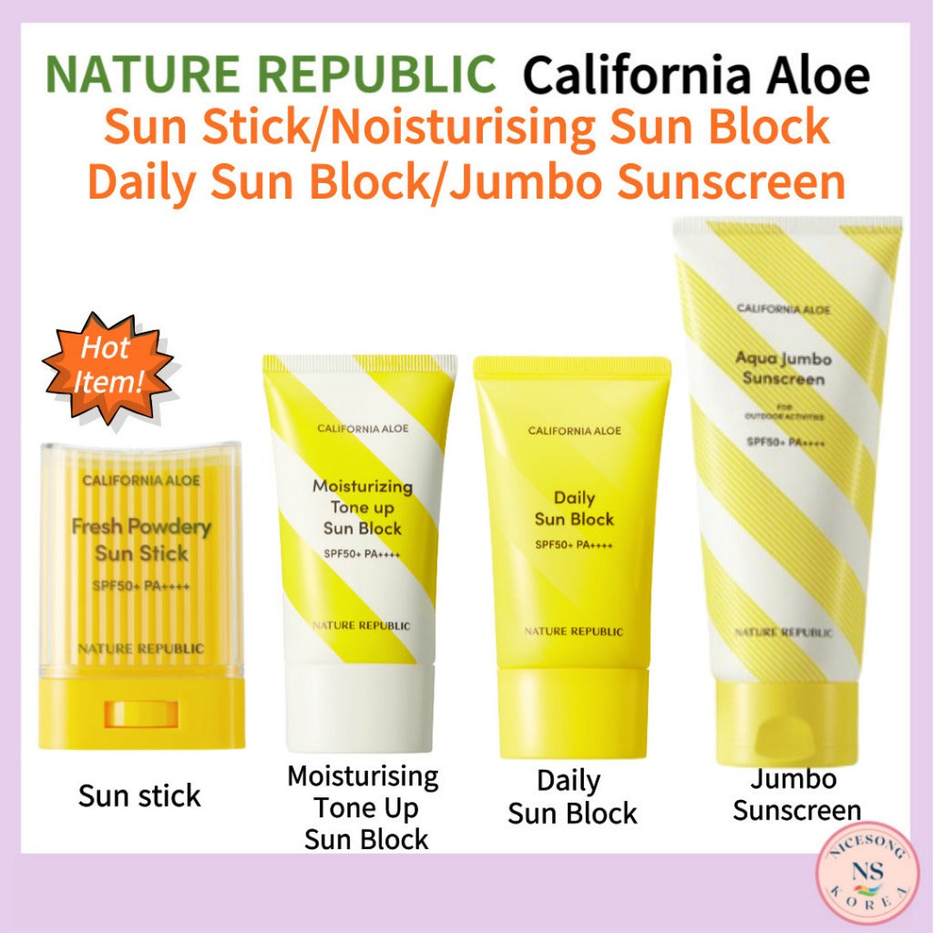 [NATURE REPUBLIC]California Aloe Fresh Powdery Sun Stick 24g/Moisturising Tone Up Sun Block 57ml From Korea