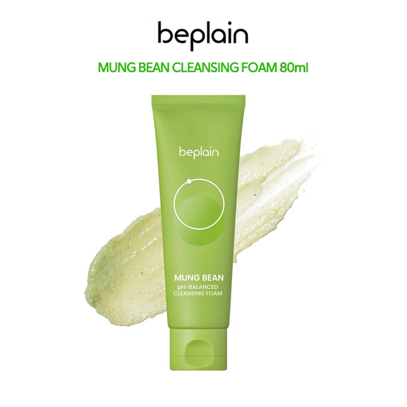 [100% Original] beplain Mung Bean pH-Balanced Cleansing Foam 80ml - Gentle Deep Cleanser for Sensitive & Delicate Skin