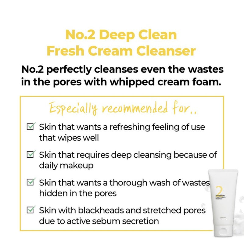 [100% Original] Numbuzin No.2 Deep Clean Fresh Cream Cleanser 120ml