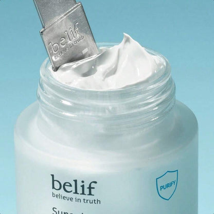 belif Super Knights Purifying Clay Mask, Hyaluronic Acid & Glycerin, Hydrating Wash Off Clay Face Mask