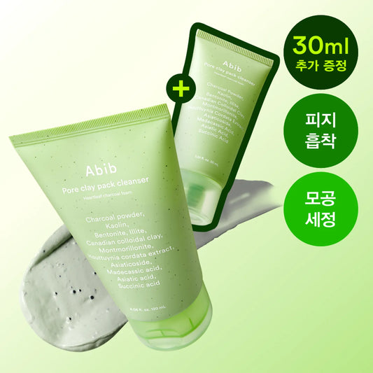 Abib Pore Clay Pack Cleanser Heartleaf Charcoal Foam 120ml Set (+30ml)