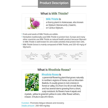 Atomy Rhodiola Milk Thistle 600mg*120ea/72g
