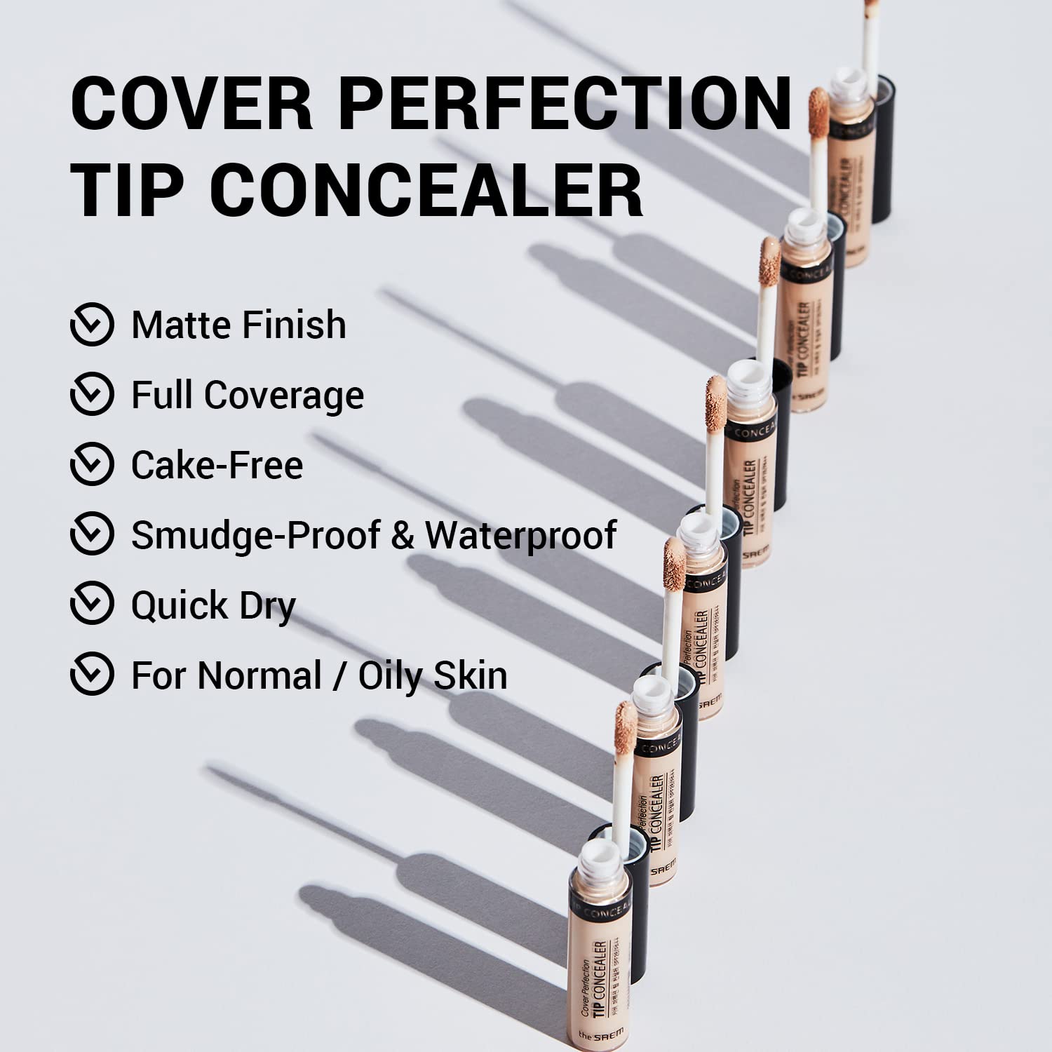 THE SAEM Cover Perfection Tip Concealer, Liquid Multi-Use Concealer, Full Coverage Makeup for Acne Dark Spots Dark Circles Hyperpigmentation and Blemishes