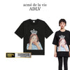 ADLV donut T-shirt with teddy bear print loose short sleeved shirt for men and women