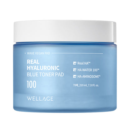 Wellage Real Hyaluronic Blue 100 Toner Pad 210ml/70 Sheet