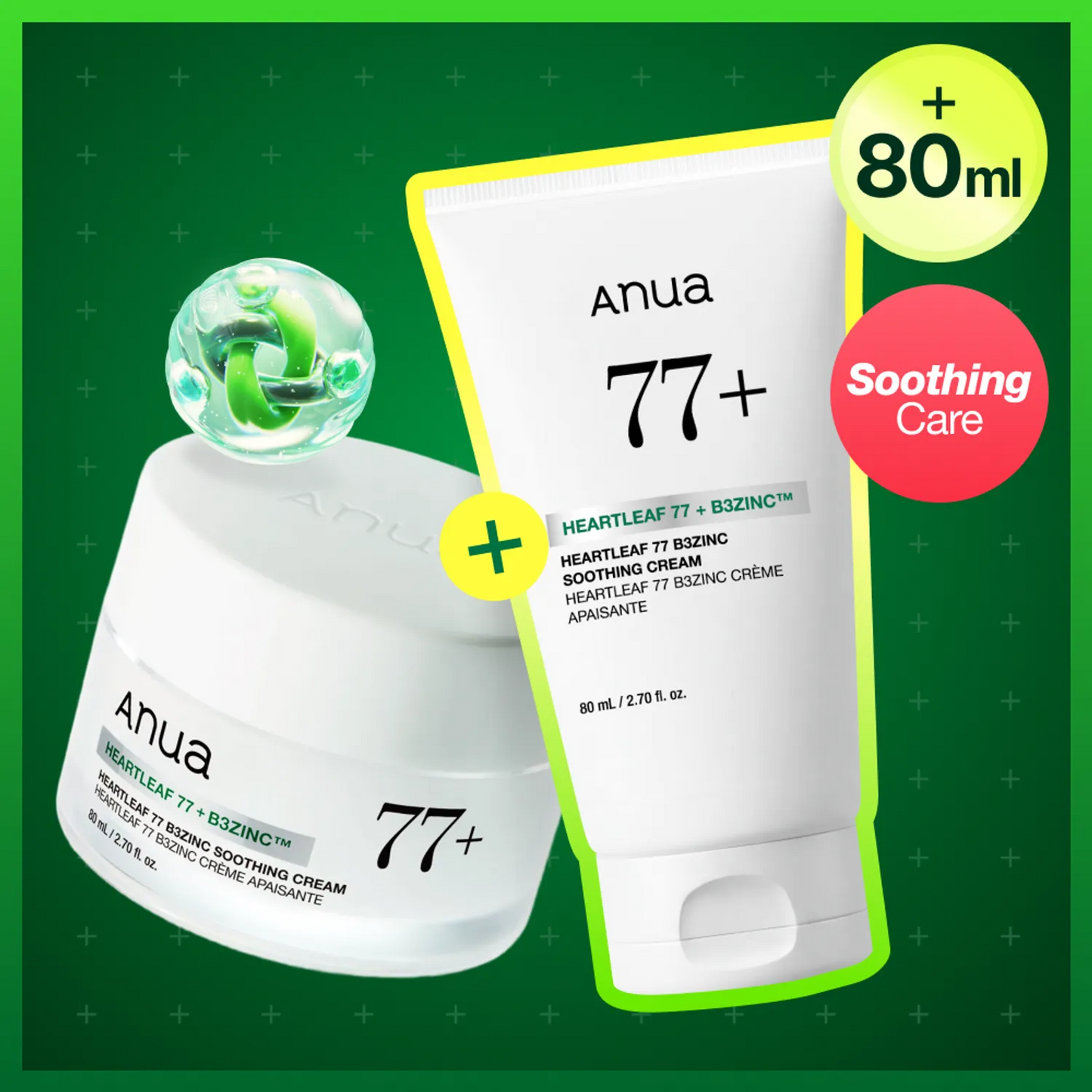 Anua Heartleaf 77 B3Zinc Soothing Cream 80ml Double Pack (+Tube 80g)