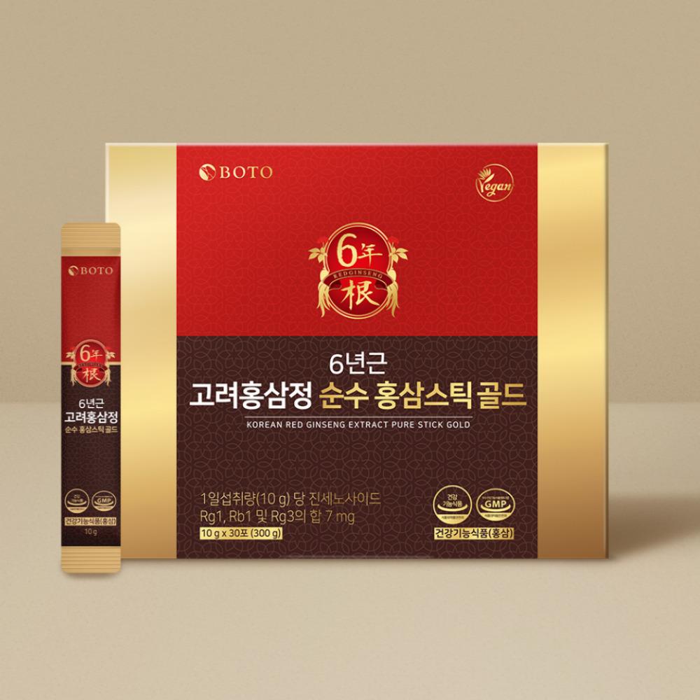 BOTO Korean 6-year-old Red Ginseng Extract Pure Stick Gold 10g X 30 Sticks / 100 Sticks