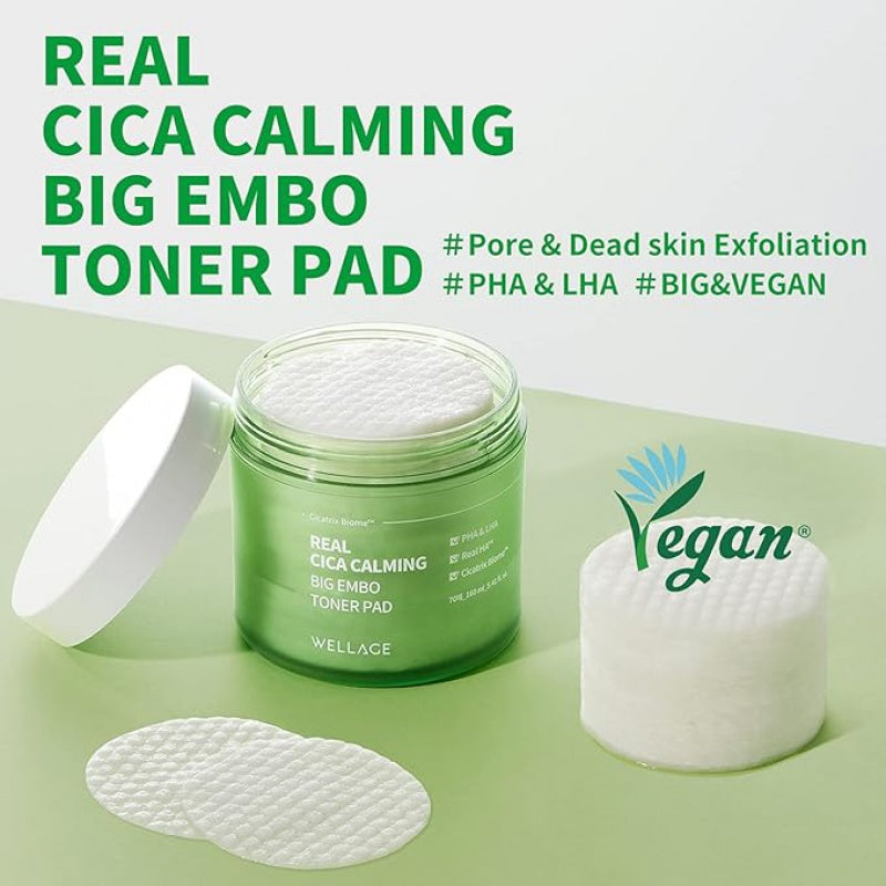 WELLAGE Cica Pore Calming Toner Pads 70 Pads