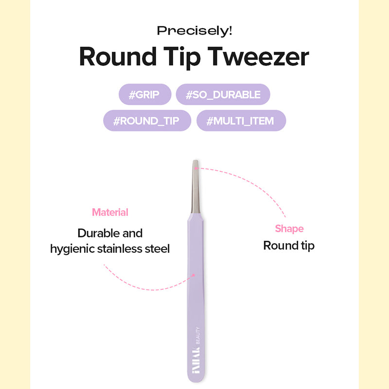 INHAK Round Tip Tweezer | eyelash comb eye lash makeup Tools Curler idol