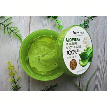 Farmstay Aloe Vera Moisture Soothing Gel - Hydrating Face Moisturizer - After Sun Gel For UV-Exposed Skin - Lightweight Body Moisturizer - 10.14 Oz 300ml