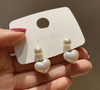 Faux Pearl Heart Double Studs