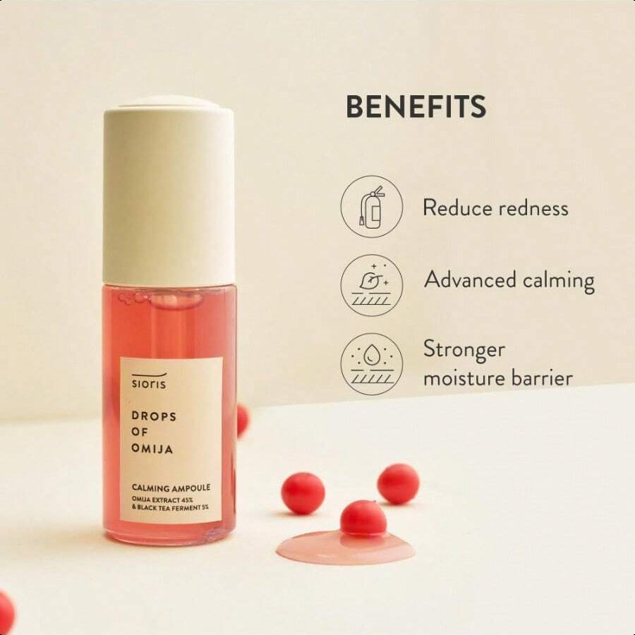 sioris Drops Of Omija Calming Ampoule 35ml/1.1 Oz 45% Organic Omija & 5% Kombucha, Calming