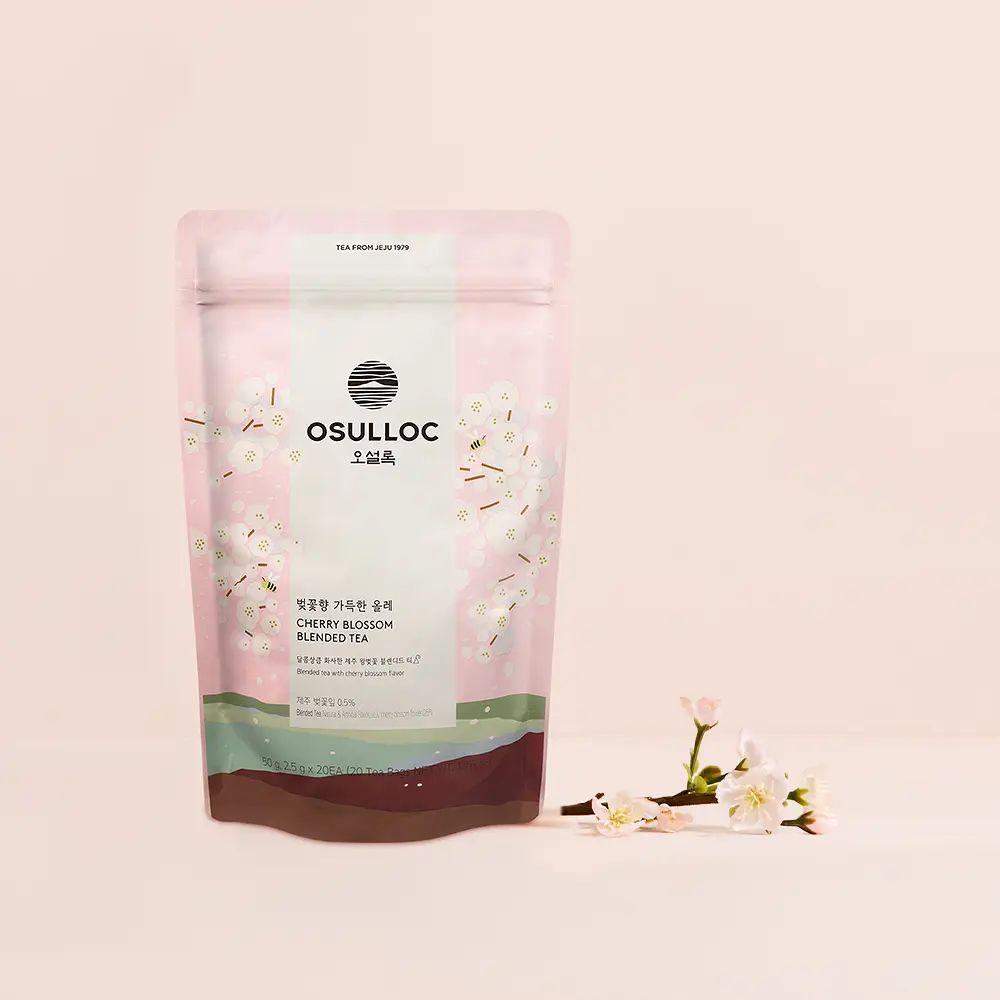 OSULLOC Cherry Blossom Blended Tea, 2.5g×20 Tea Bags 50g, Jeju Floral Flavored Tea