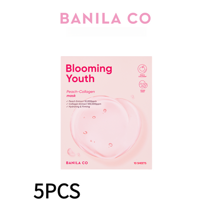 Banila Co ブルーミング ユース ピーチ コラーゲン フェイスマスク - 肌引き締めコラーゲンマスク (アンチエイジング)