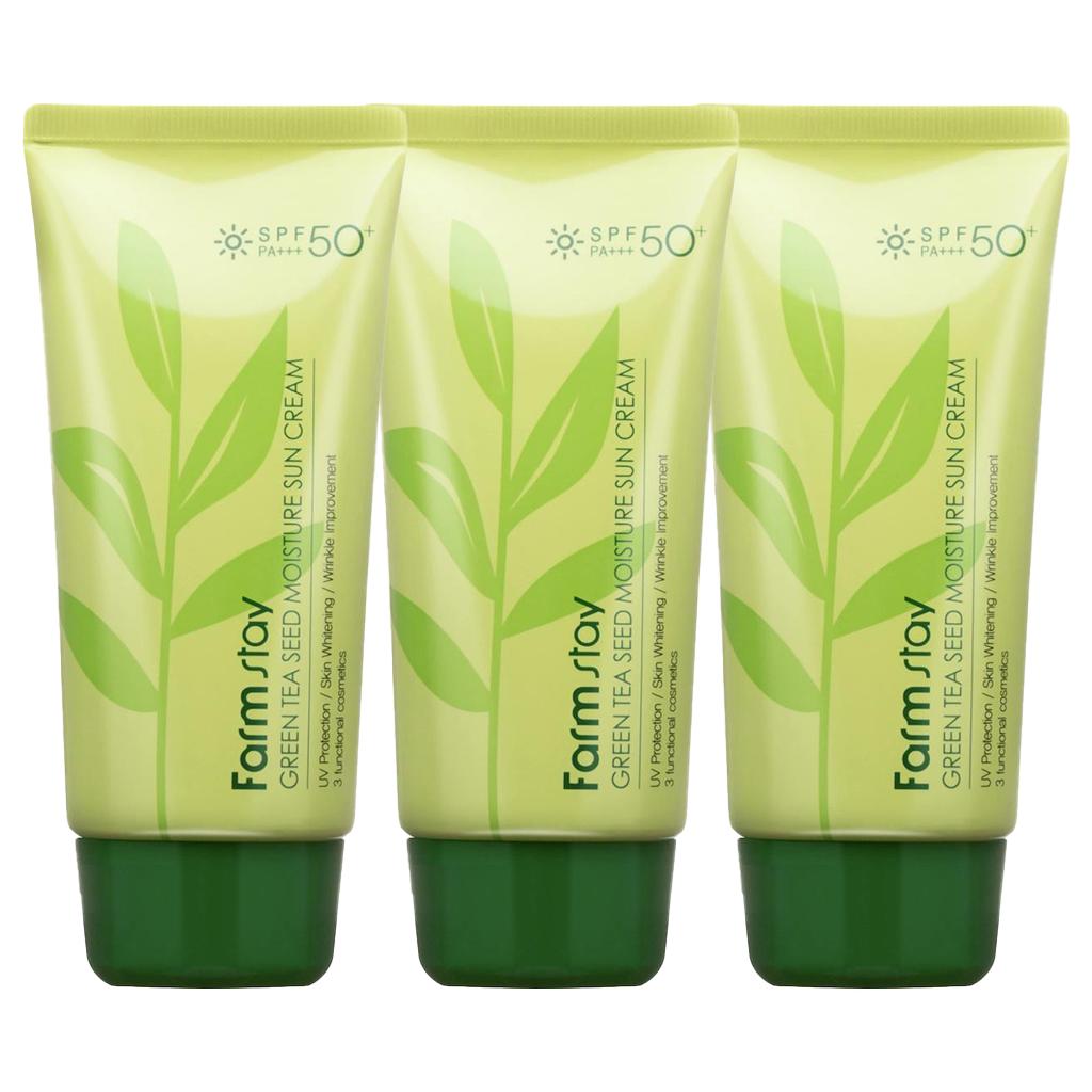 FARM STAY Green Tea Seed Moisture Sun Cream SPF 50+ PA +++ 70g (3 Options)