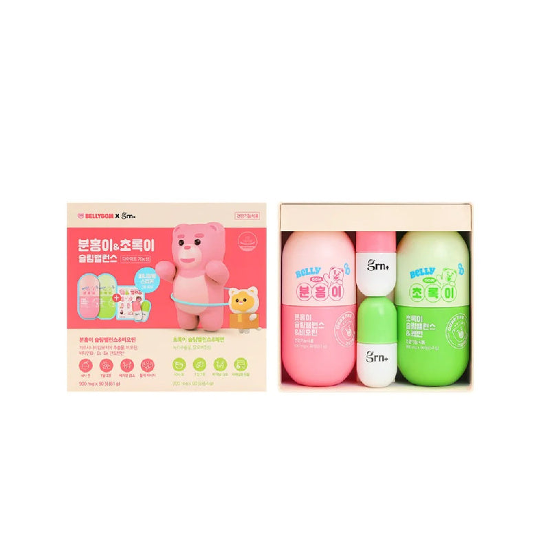 GRN Belly Bear Slim Balance Pink + Green + Sticker Set 135g 150p, 60 Tablets, 1 Set