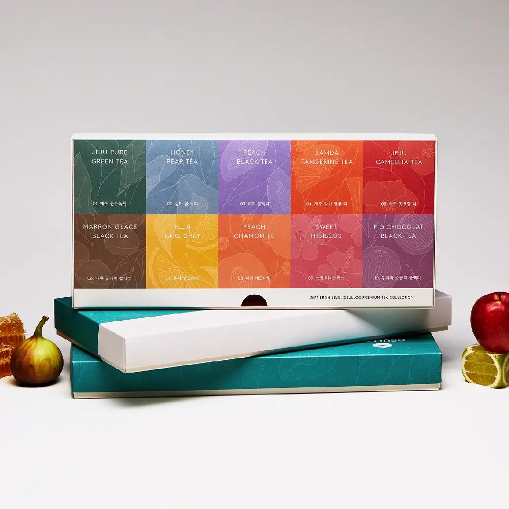 OSULLOC Premium Tea Collection Gift Box, 10 Flavors 40 Tea Bags, Jeju Assorted Tea Set