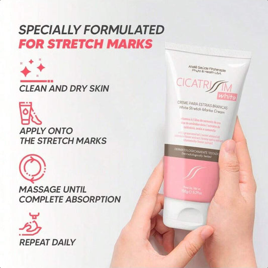 CICATRI White Stretch Mark Fade And Removal Cream 150g/5.29 Oz - Innovative Formula With Pure
