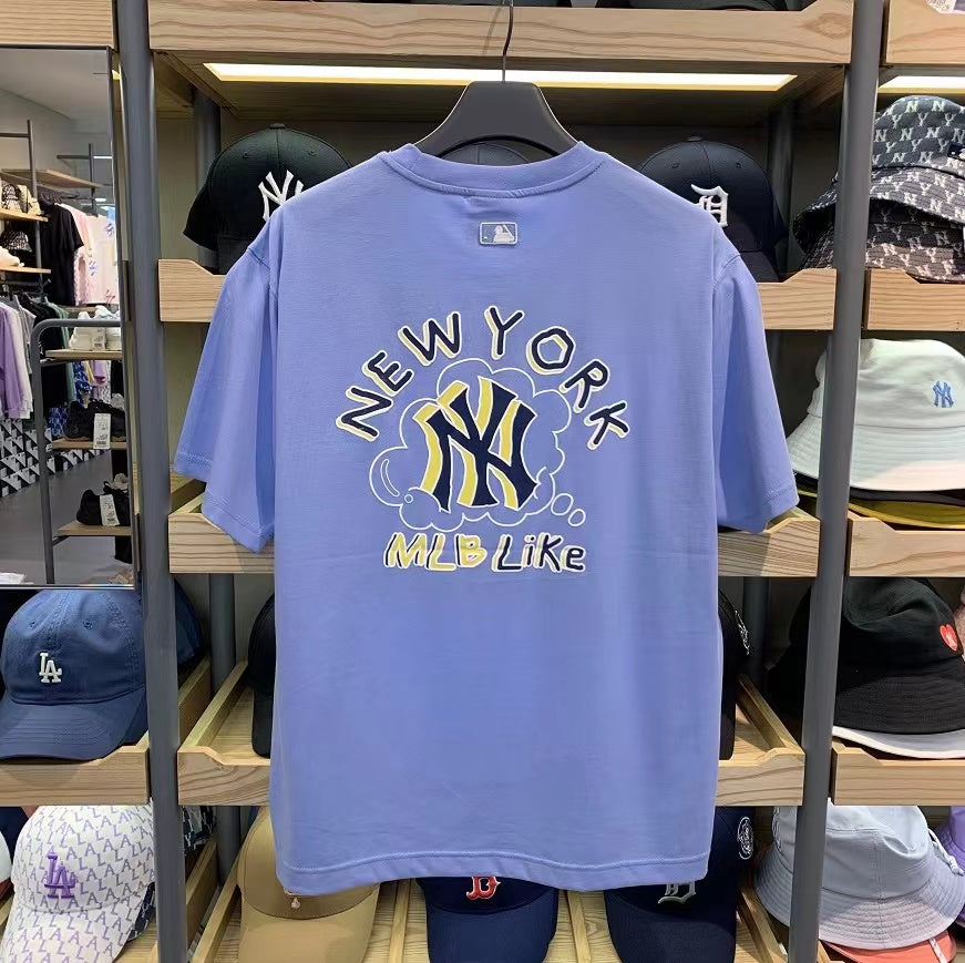 MLB 半袖 バックプリント グラフィティ カップル Tシャツ 夏新作 万能 ゆったり 半袖 メンズ レディース Instagram トレンドスタイル