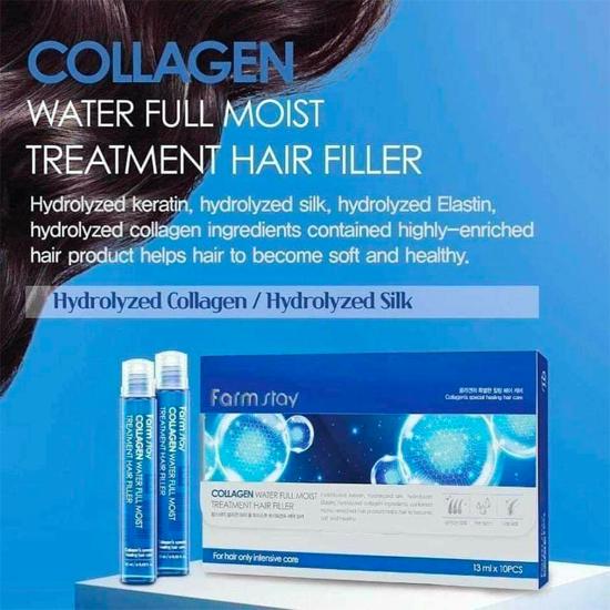 FARM STAY Collagen Water Full Moist Treatment Hair Filler 13ml * 10 PCS (3 Options)