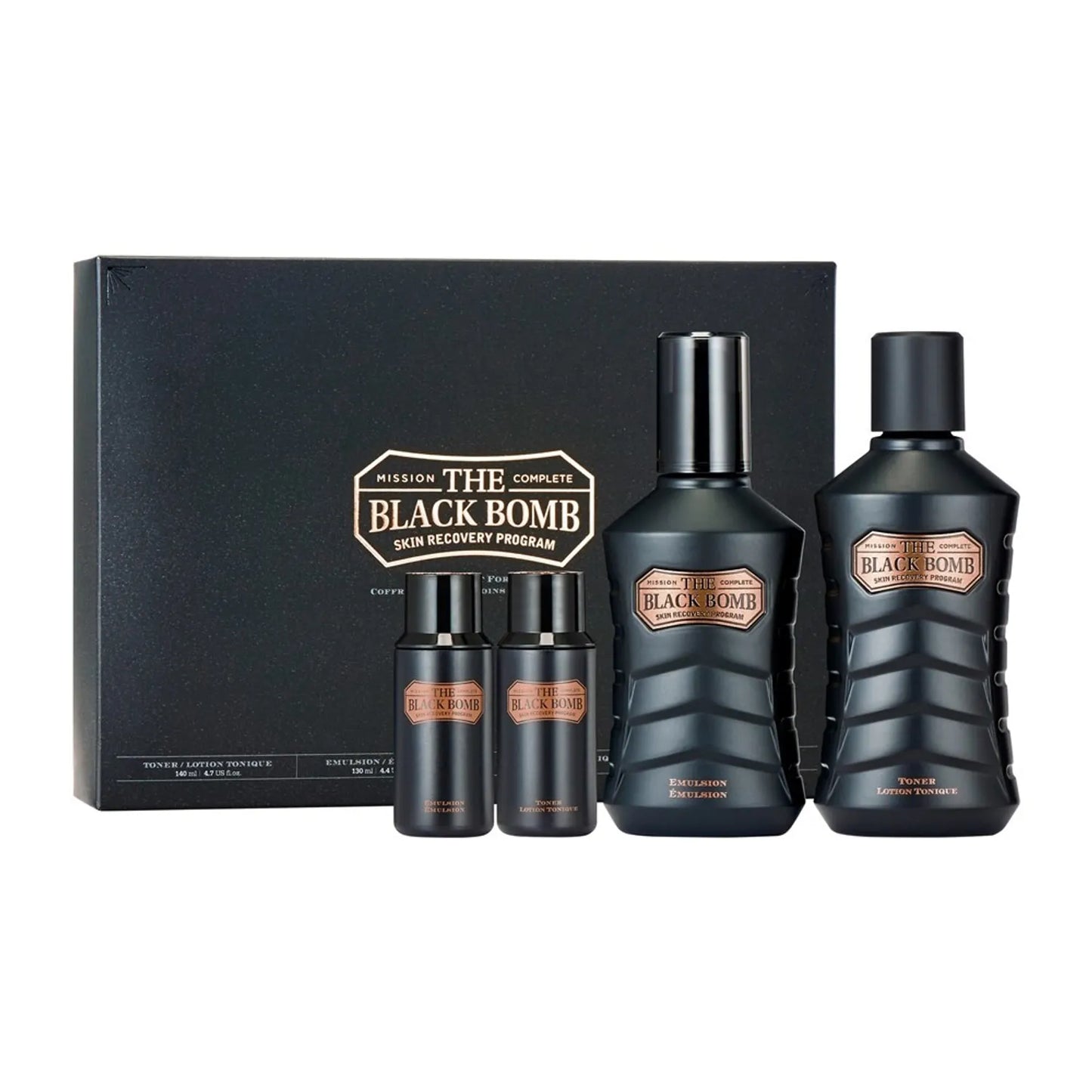 THE FACE SHOP The Black Bomb Set (Toner 140ml+Emulsion 130ml+Toner 32ml+Emulsion 32ml)
