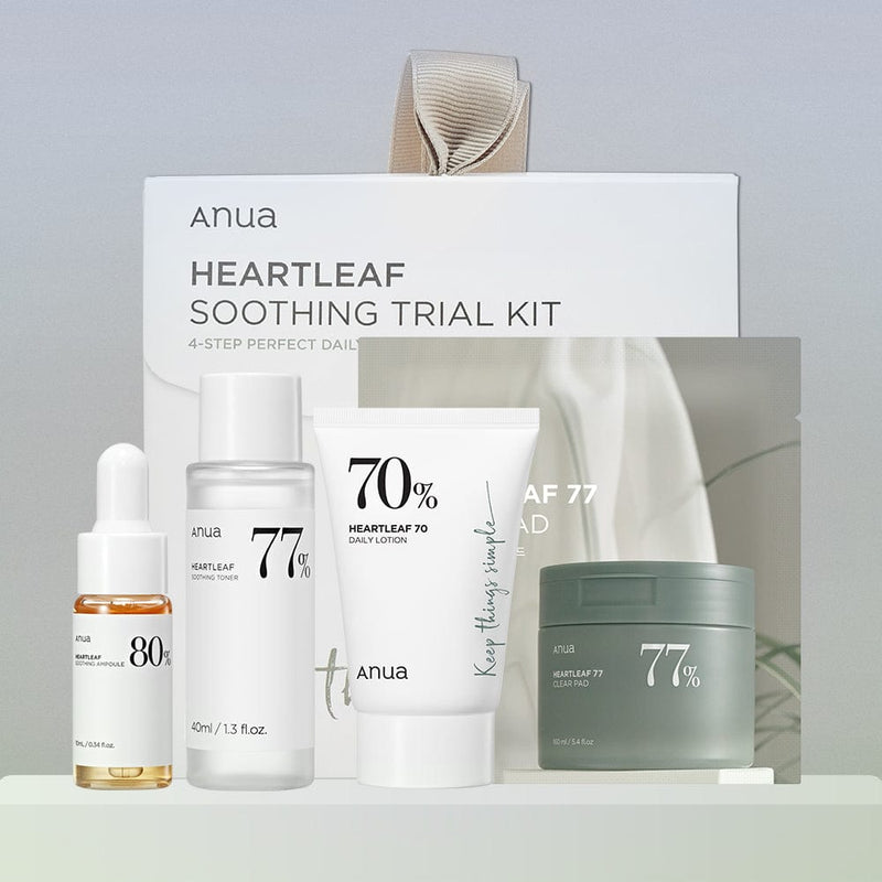 Sample - ANUA /77% Heartleaf Soothing Toner 40ml/Heartleaf Soothing Trial Kit/Cleansing Oil 20ml/Cotton Pad 60pc